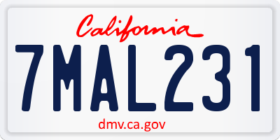 CA license plate 7MAL231