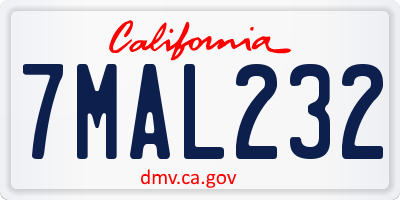 CA license plate 7MAL232