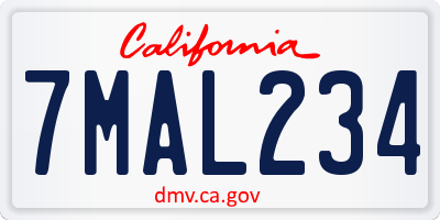 CA license plate 7MAL234