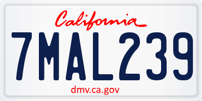 CA license plate 7MAL239