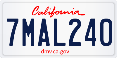 CA license plate 7MAL240