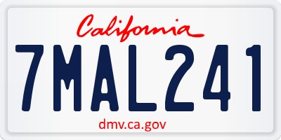 CA license plate 7MAL241
