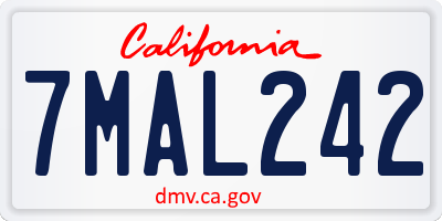 CA license plate 7MAL242