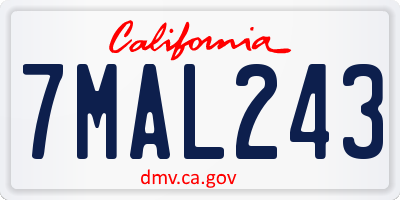 CA license plate 7MAL243
