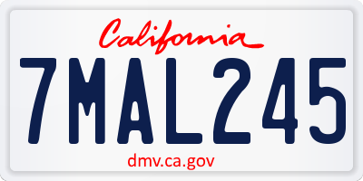 CA license plate 7MAL245