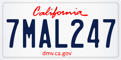 CA license plate 7MAL247