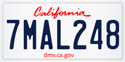 CA license plate 7MAL248