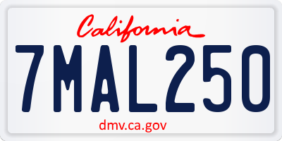CA license plate 7MAL250