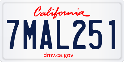 CA license plate 7MAL251