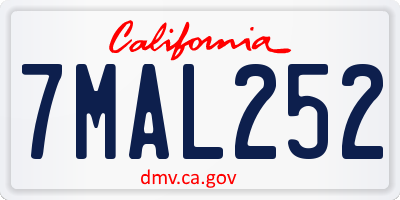 CA license plate 7MAL252