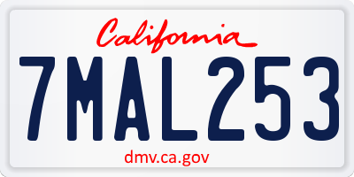 CA license plate 7MAL253