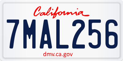 CA license plate 7MAL256
