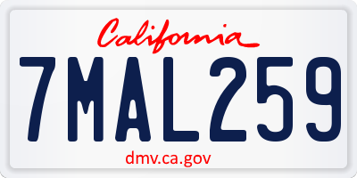 CA license plate 7MAL259