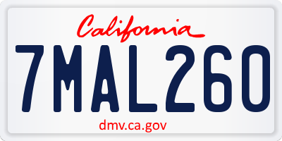 CA license plate 7MAL260