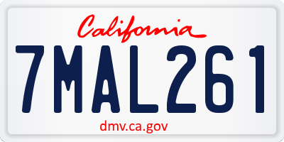CA license plate 7MAL261