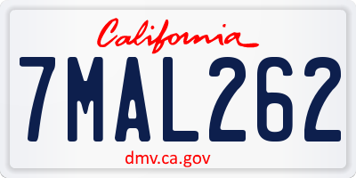CA license plate 7MAL262