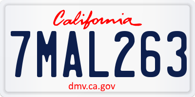 CA license plate 7MAL263