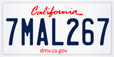 CA license plate 7MAL267