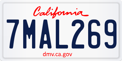 CA license plate 7MAL269
