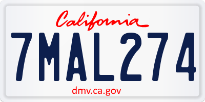 CA license plate 7MAL274
