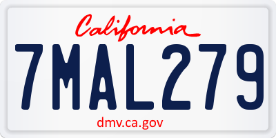 CA license plate 7MAL279