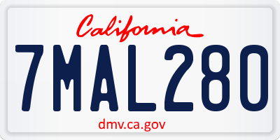 CA license plate 7MAL280