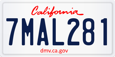 CA license plate 7MAL281