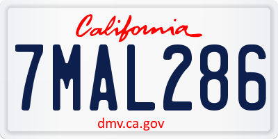 CA license plate 7MAL286
