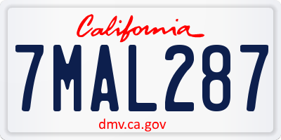 CA license plate 7MAL287
