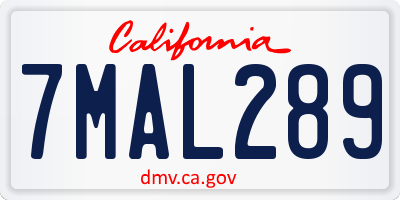 CA license plate 7MAL289