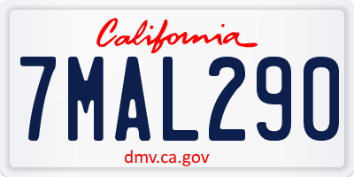 CA license plate 7MAL290