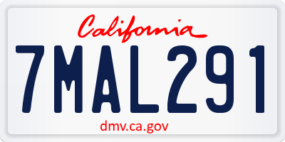 CA license plate 7MAL291