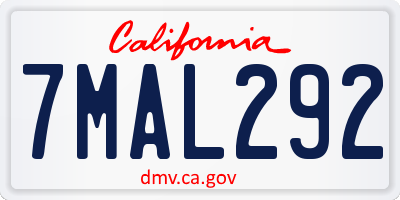 CA license plate 7MAL292