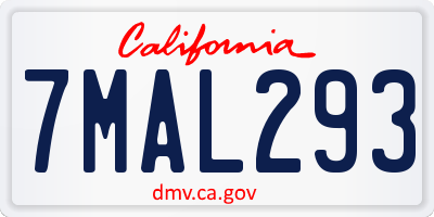 CA license plate 7MAL293