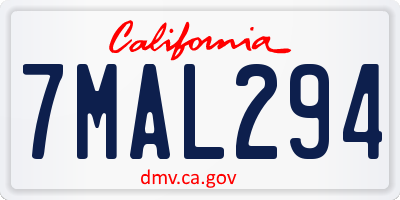 CA license plate 7MAL294