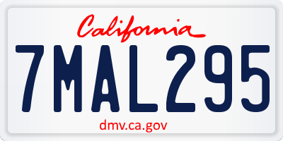 CA license plate 7MAL295