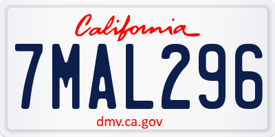 CA license plate 7MAL296