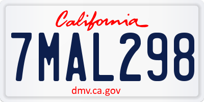 CA license plate 7MAL298