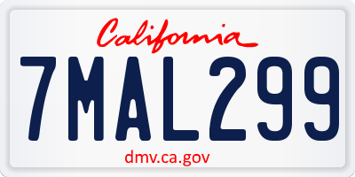 CA license plate 7MAL299