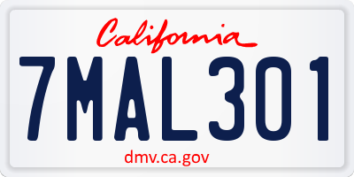 CA license plate 7MAL301