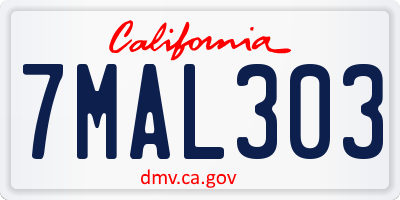 CA license plate 7MAL303