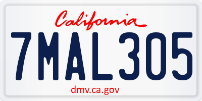 CA license plate 7MAL305