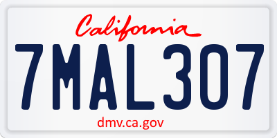 CA license plate 7MAL307
