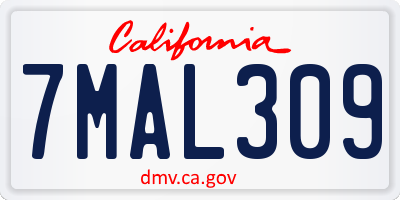 CA license plate 7MAL309