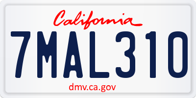 CA license plate 7MAL310