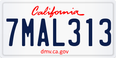 CA license plate 7MAL313
