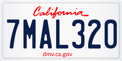 CA license plate 7MAL320