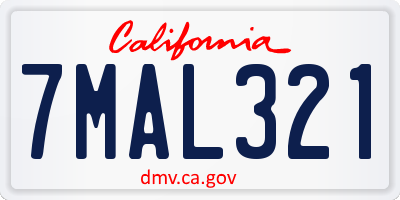 CA license plate 7MAL321