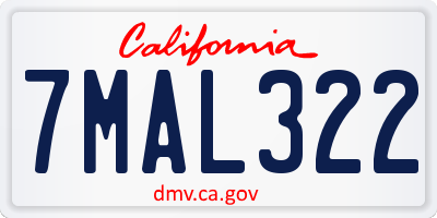 CA license plate 7MAL322