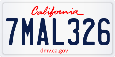 CA license plate 7MAL326